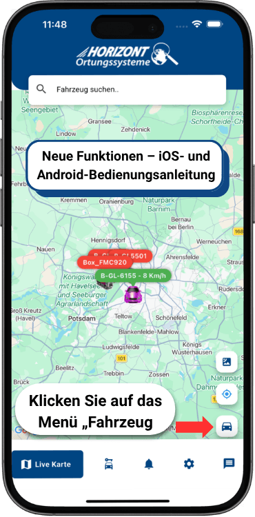 GPS Fahrzeugortung App Funktionsübersicht 1