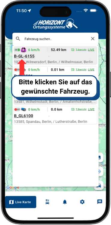 GPS Fahrzeugortung App Funktionsübersicht 2