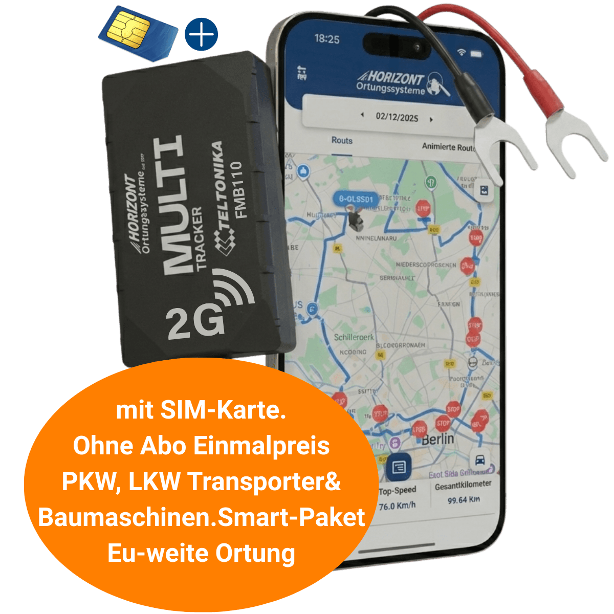 inkl. SIM-Karte – für Autos PKW & LKW 2G GPS Auto Tracker – Multi Model - Schnelle Installation - Mit Abo - GPS Tracker für Fahrzeuge