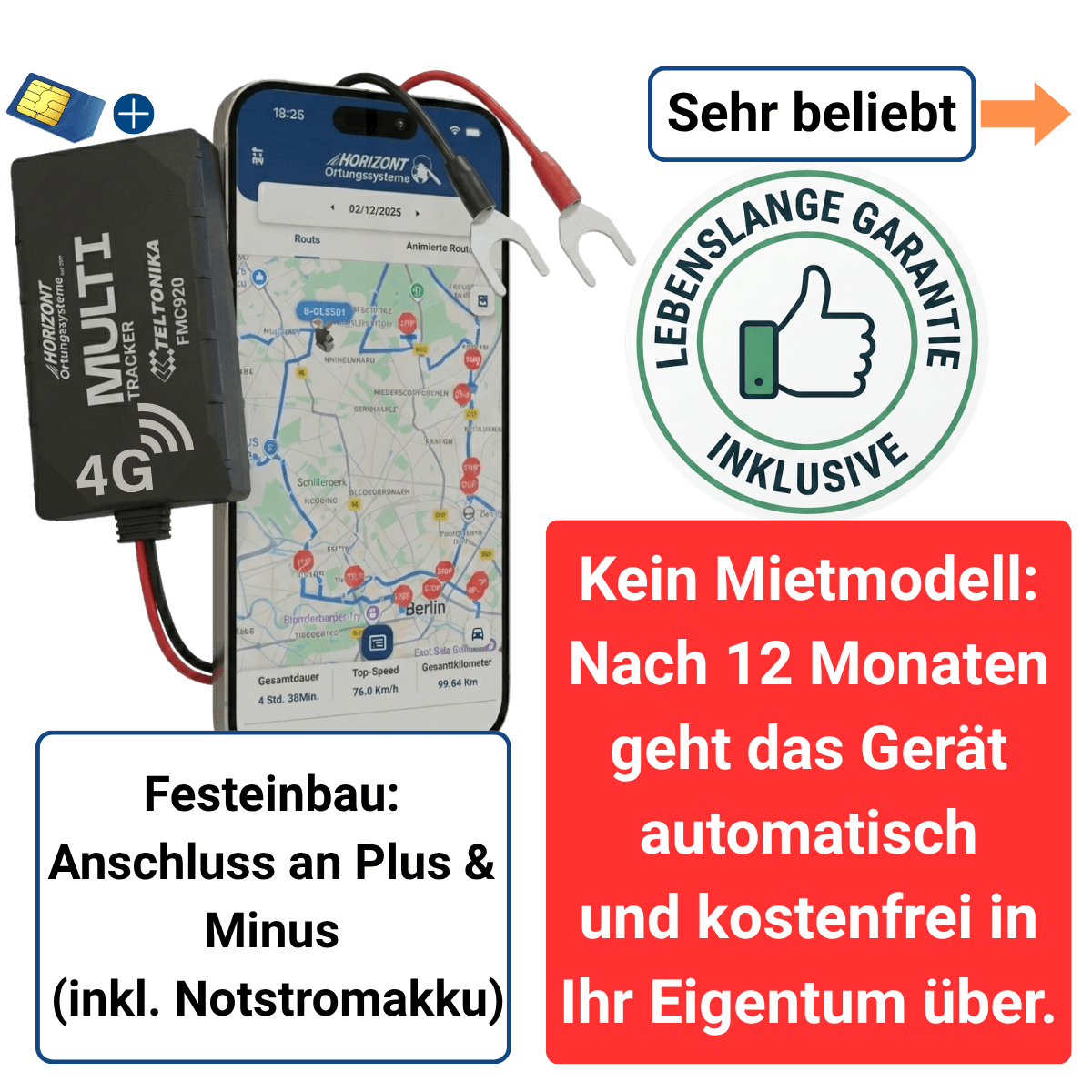 GPS Auto Tracker 4G – Multi Modell - Miete mit monatlicher Zahlung - picture 1