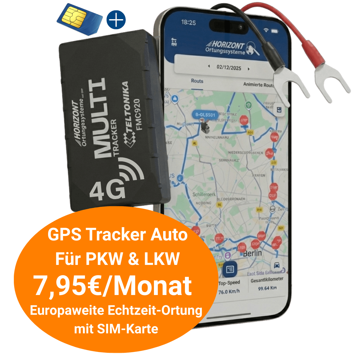 GPS Auto Tracker 4G – Multi Modell - Miete mit monatlicher Zahlung - GPS Tracker für Fahrzeuge