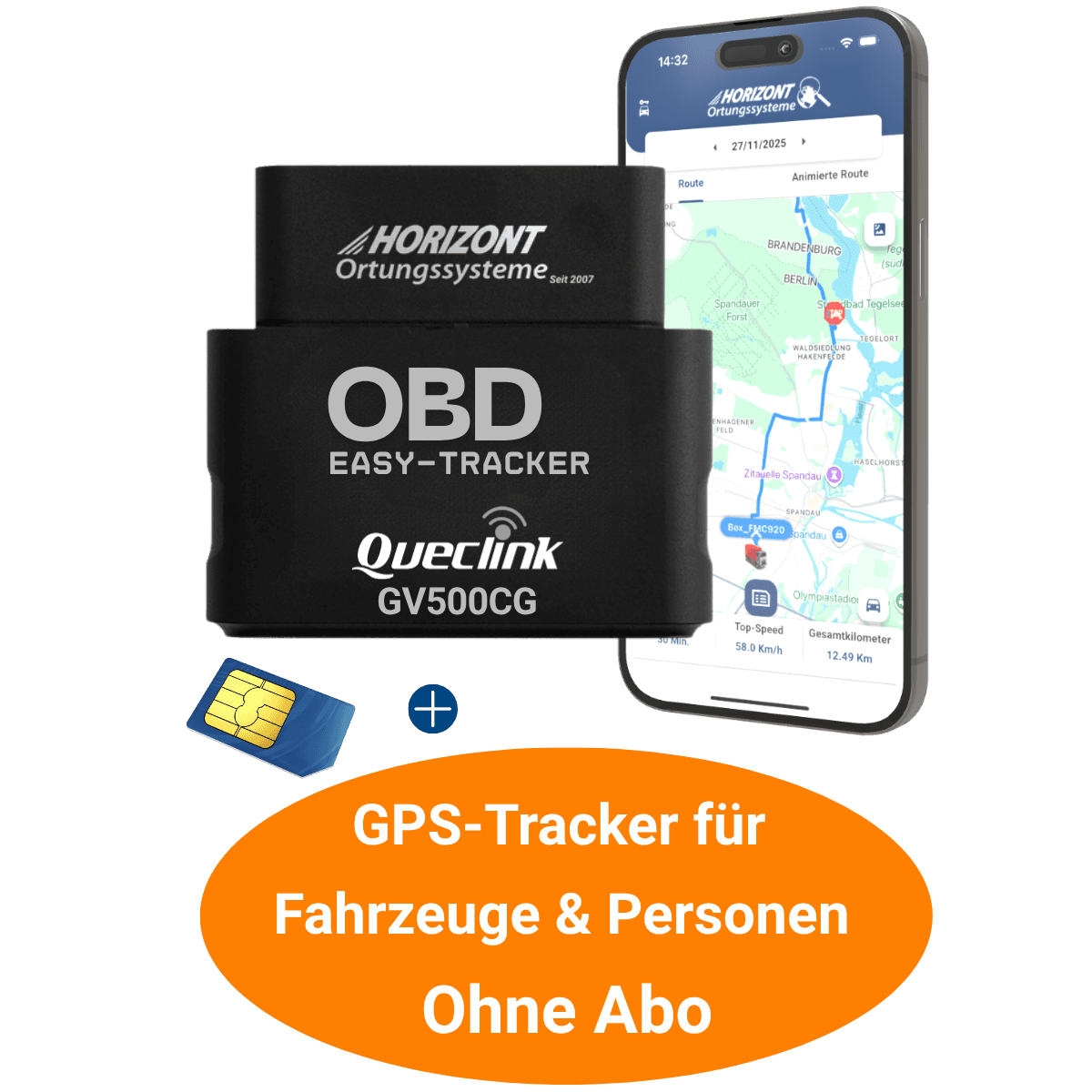 OBD 4G Smart Paket, GPS Tracker für Fahrzeuge Ohne Abo - GPS Tracker für Fahrzeuge
